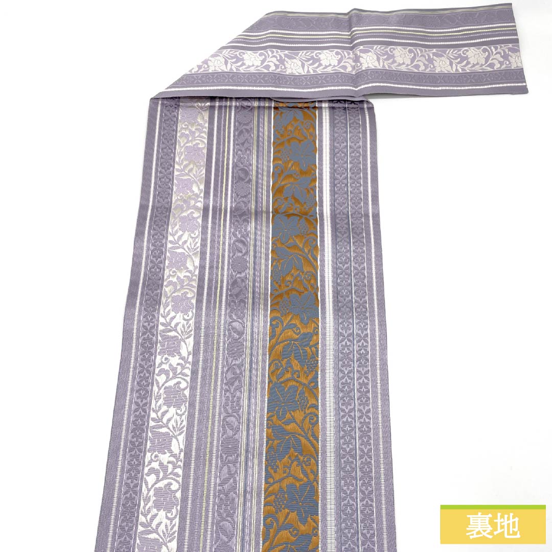 (新品未使用品)名古屋帯 正絹 NEWランク 浅滅紫色(あさきけしむらさきいろ) 博多織 本場筑前博多織 八寸名古屋帯 帯丈360.5cm 全通 カジュアル 紫系 1124009651320 松葉仕立て