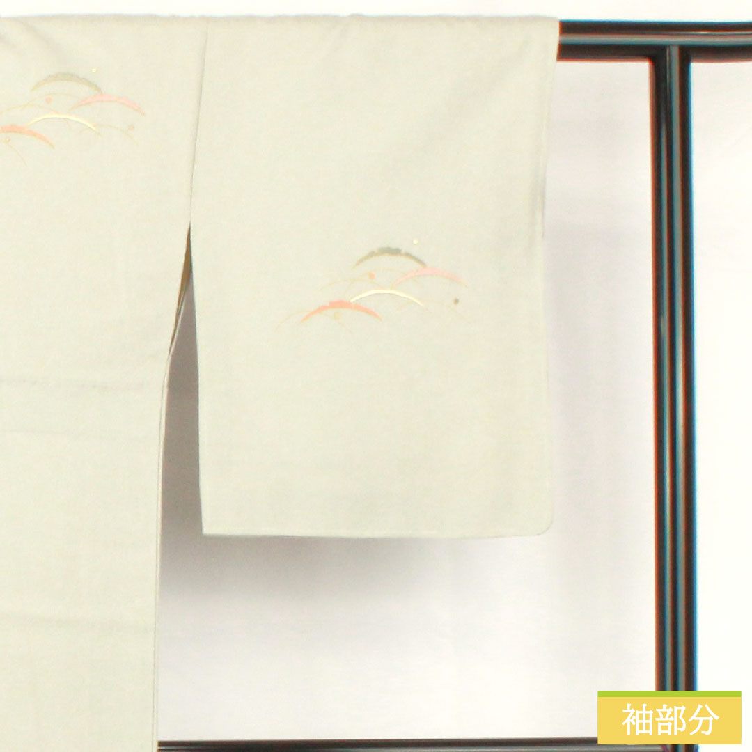 訪問着 正絹 袷 身丈168.5cm 裄丈63.5cm 魚肚白色(ぎょとはくいろ) 京友禅 露芝 しつけ糸付き Sランク グレー系 1112005002522