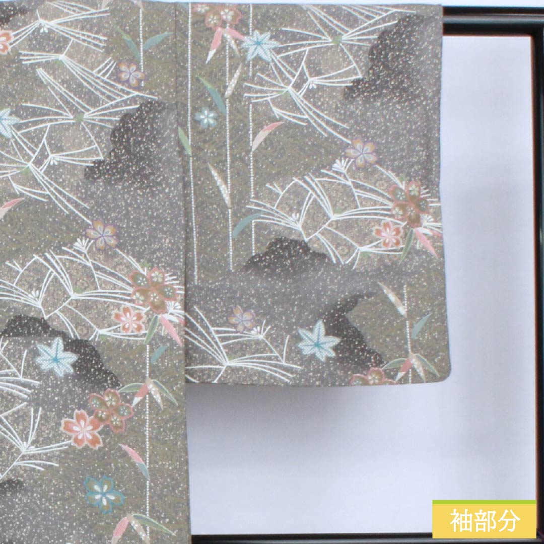 小紋 ポリエステル 身丈156cm 裄丈66cm 単衣 鉛色(なまりいろ) 古典柄 洗える着物 Sランク グレー系 1115005912322