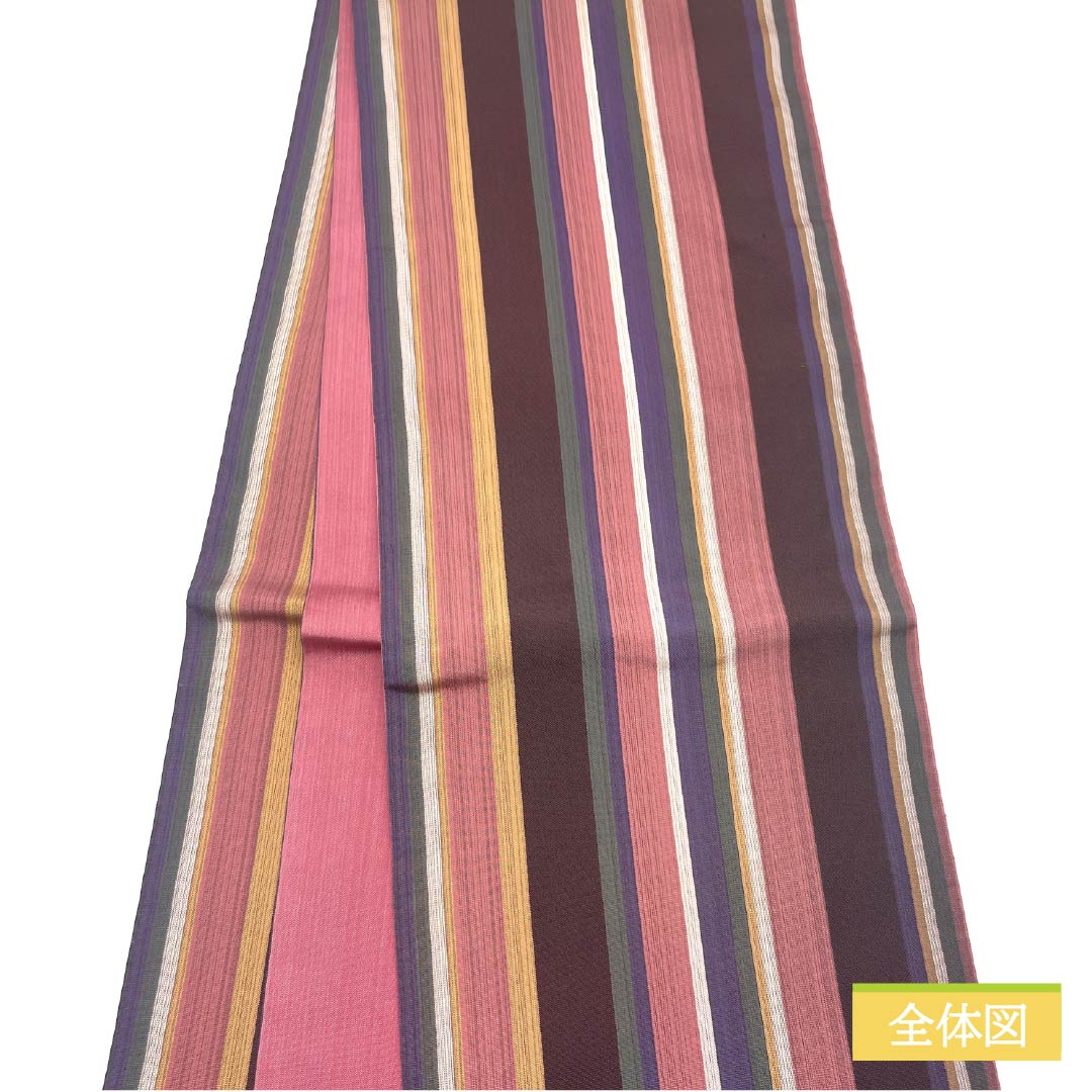 袋帯 正絹 Aランク 縞 帯丈440cm 全通 カジュアル グラデーション系 1123015403399
