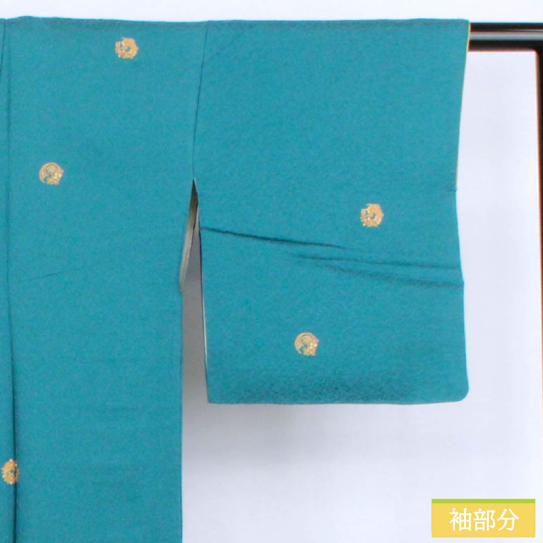 小紋 正絹 身丈165cm 裄丈66.5cm 袷 納戸色(なんどいろ) 花輪 京友禅 Sランク 青系 1115006282517