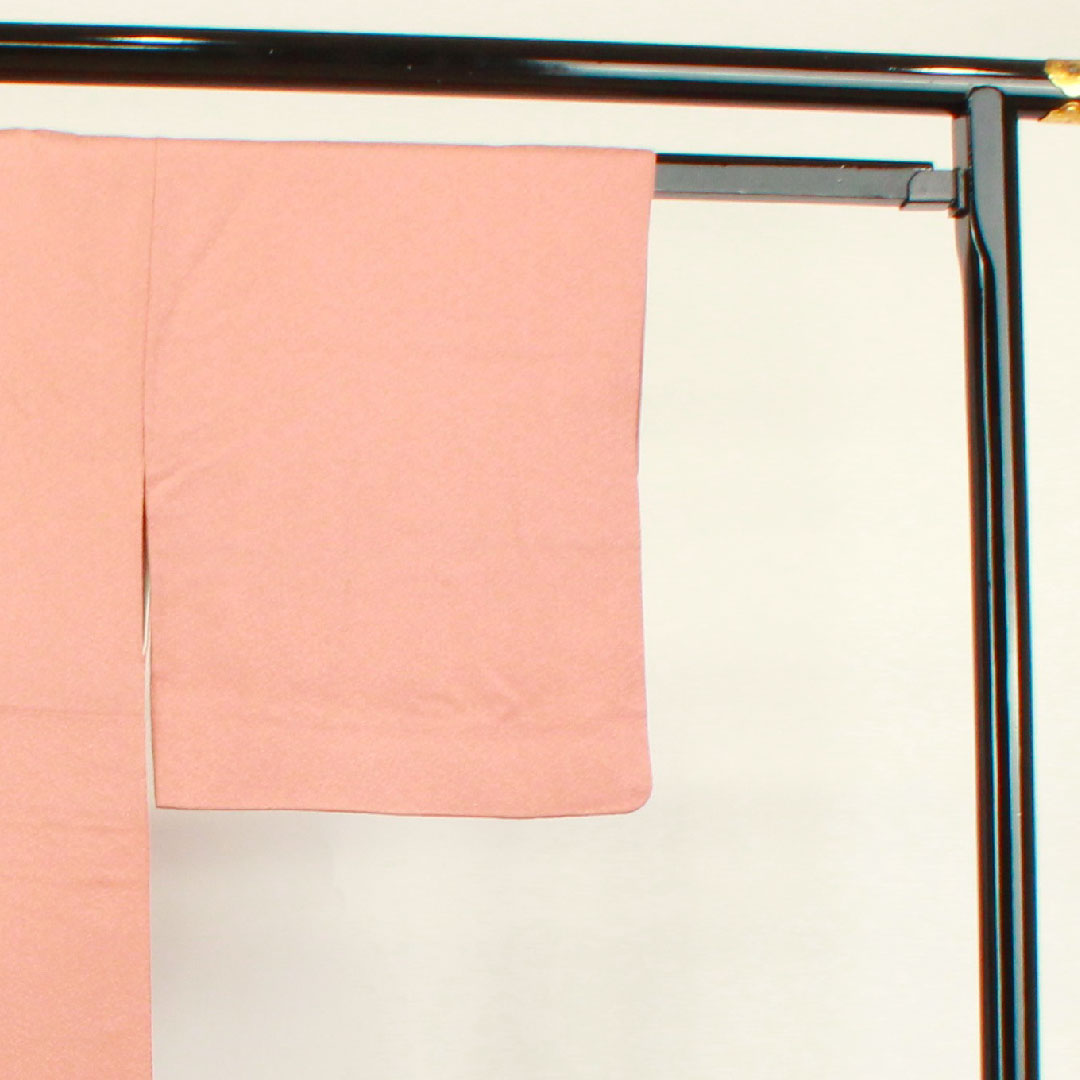 色無地 正絹 桃染色 百貫達雄 加賀友禅 五三桐 身丈158cm 裄丈62.5cm 袷 Aランク ピンク系 1114000953313