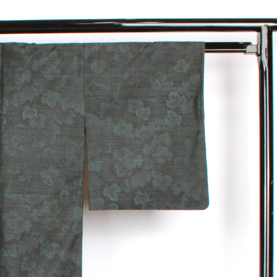 大島紬 身丈159.5cm 裄丈64cm 緯総絣 蔦模様 正絹 Aランク 袷 紺系 1116001823318