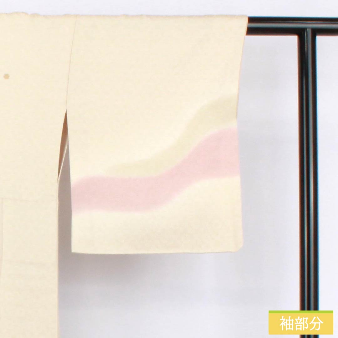 訪問着 正絹 Sランク 袷 身丈158cm 裄丈66cm 生成り色(きなりいろ) 付下げ 京友禅 雪輪 白系 1112006782311