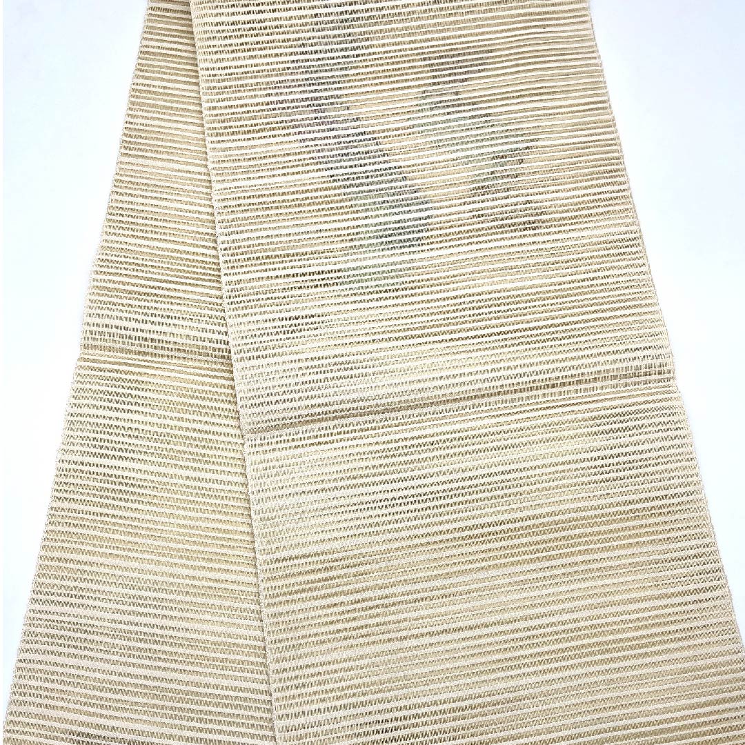 名古屋帯 生成り色 夏帯 絽 抽象模様 西陣織 帯丈376cm 正絹 Sランク ポイント柄 カジュアル クリーム系 1124003882315 開き仕立て