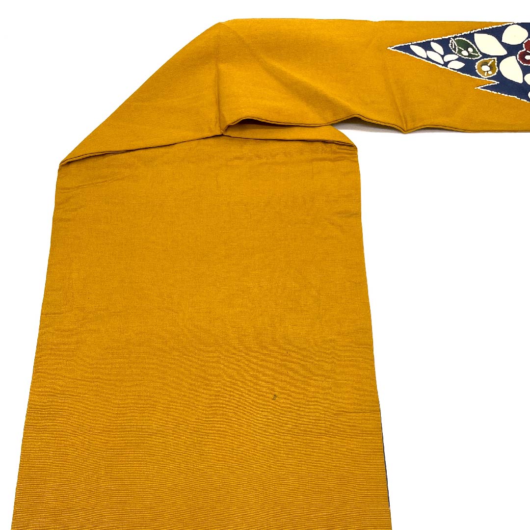 名古屋帯 晒柿色 古典柄 花柄 帯丈350cm 正絹 Bランク ポイント柄 カジュアル 黄系 1124004564323 名古屋仕立て