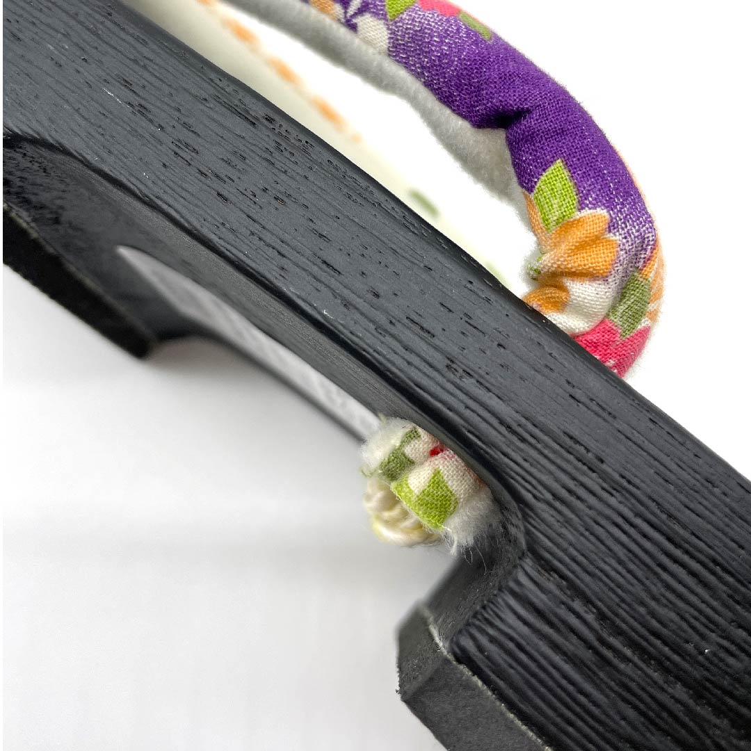 (新品未使用品)下駄 菊 桜 麻の葉 七宝 XLサイズ 黒系 NEWランク 1122001021510