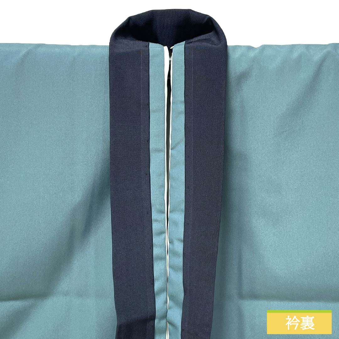 メンズ襦袢 ポリエステル Sランク 身丈143cm 裄丈69cm 藍砥茶色(あいとのちゃいろ) 風景画 単衣 青系 1140000802417