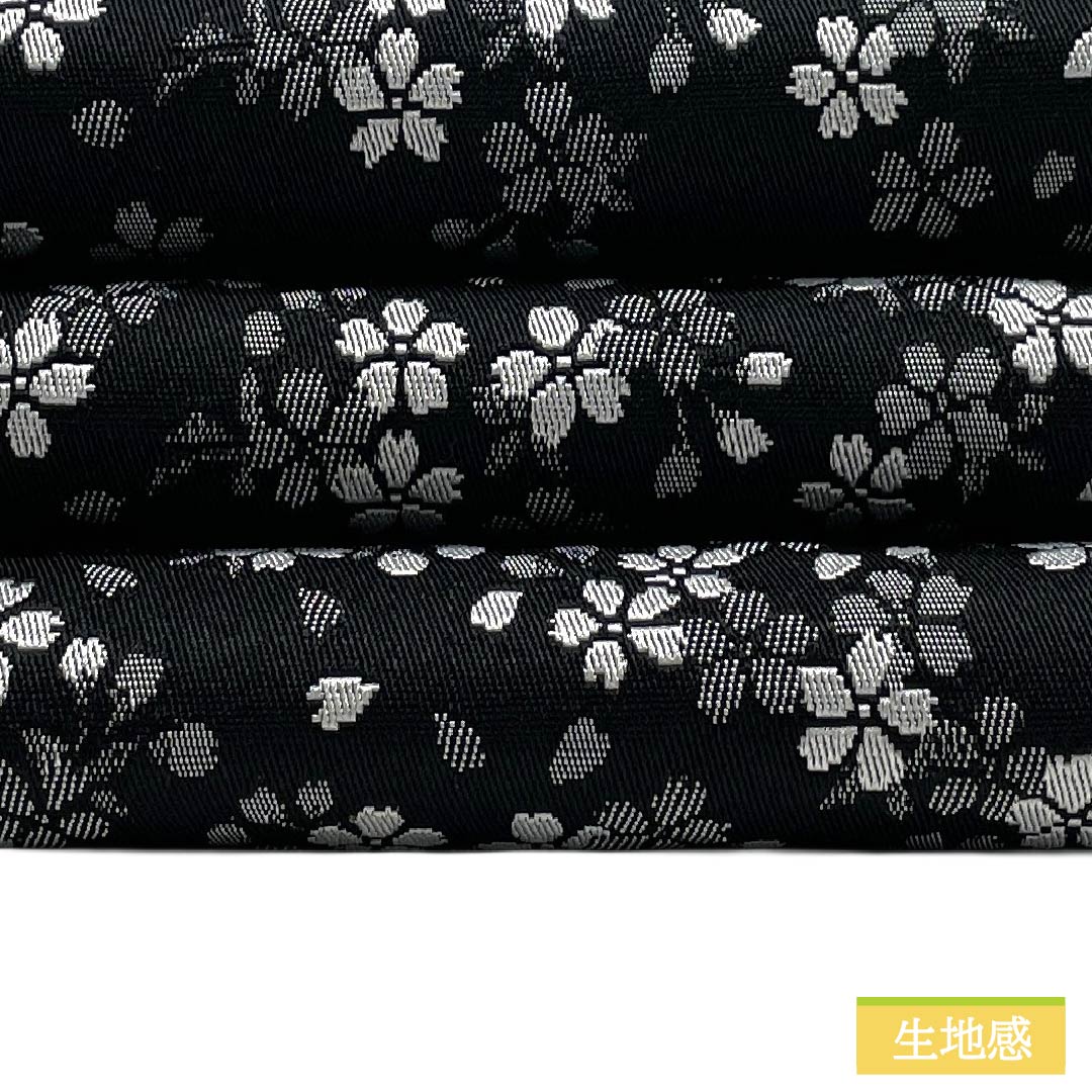 半幅帯 ポリエステル Sランク 黒色(くろいろ) 小桜 広幅 帯丈353cm 黒系 1125003662310