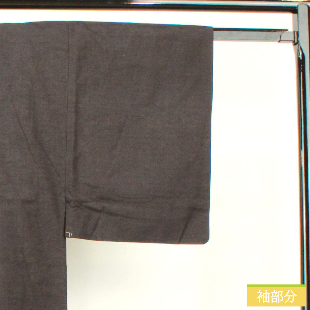 男物 正絹 身丈129cm 裄丈63.5cm 黒鼠色(くろねずいろ) 真綿紬 Sランク 袷 茶系 1119000852214