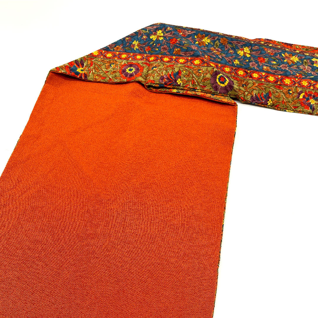 名古屋帯 縮緬 縞 花更紗模様 帯丈345cm 正絹 Sランク 全通 カジュアル 茶系 1124001722314 名古屋仕立て