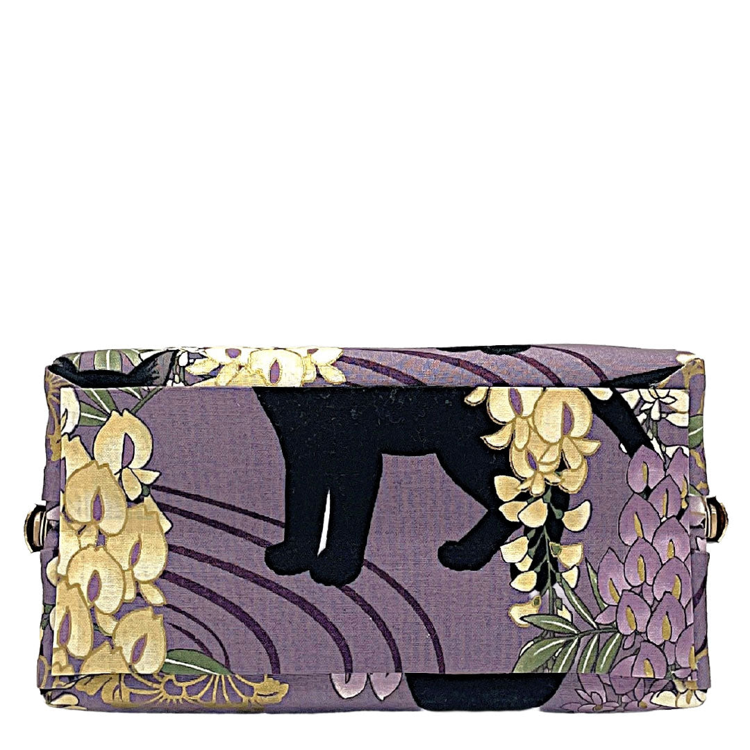 Kimono Bag Casual New Rank Dove Gray Black Cat Wisteria Floral Pattern Purple 113900135120