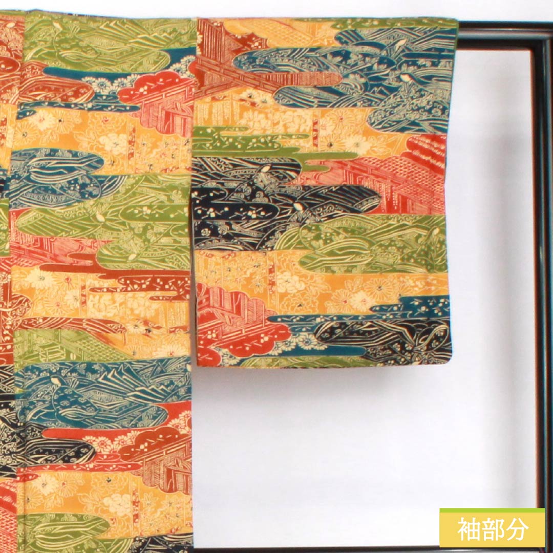 Komon, pure silk, length 153cm, sleeve length 63cm, lined, stencil dyeing, cloud pattern, classic pattern, half collar, A rank, gradation style, 1115005533299