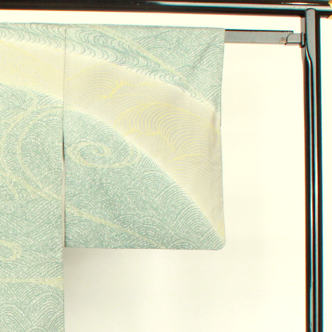 Homongi, lined, length 164cm, sleeve length 66cm, pongee fabric, wave pattern, pure silk, A rank, gradation style, 1112002743499