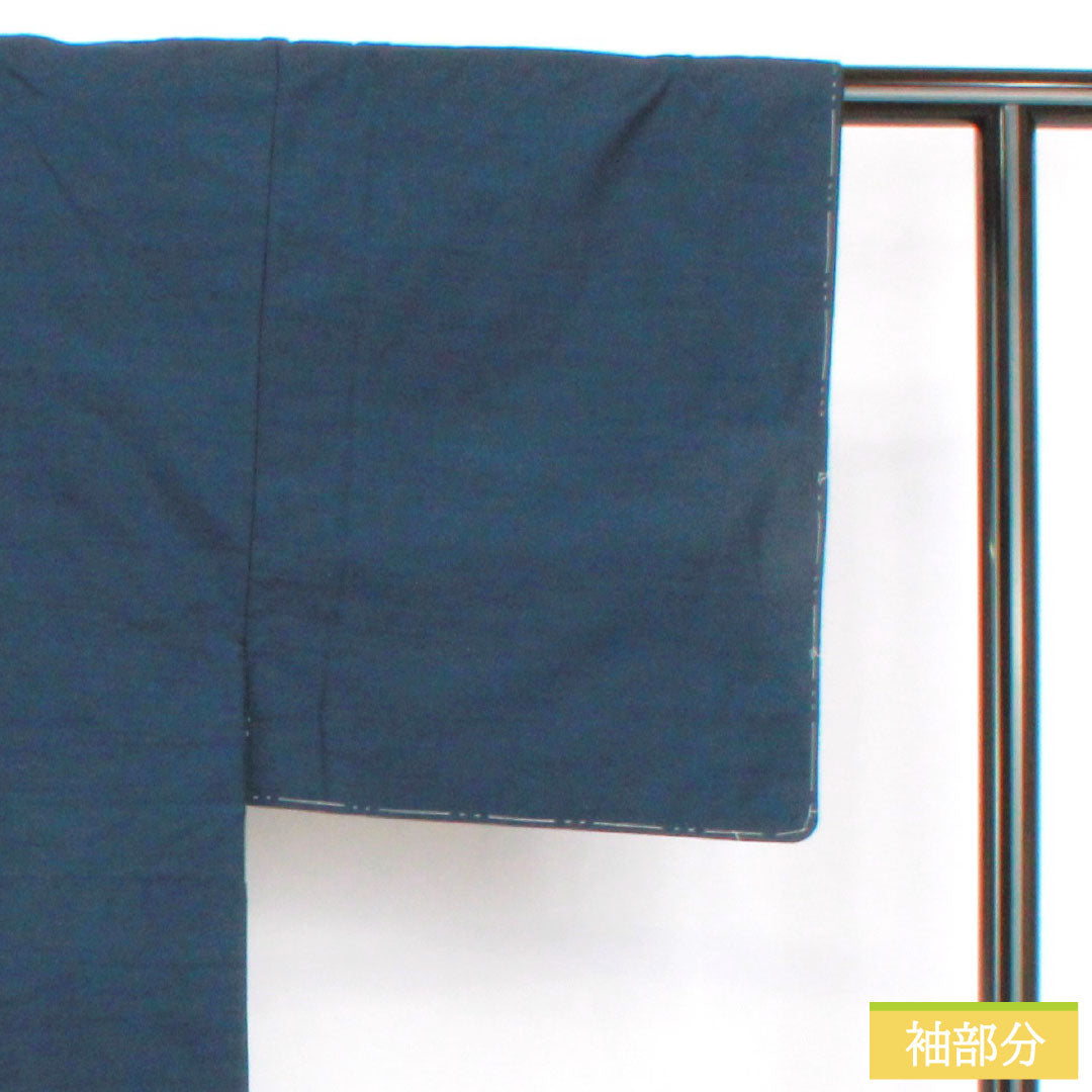 Men's Silk S-Rank Kimono, Length 141.5cm, Sleeve Length 67.5cm, Tsumugi Fabric, Basting Thread Included, Lined, Blue, Item Number 1119001802417