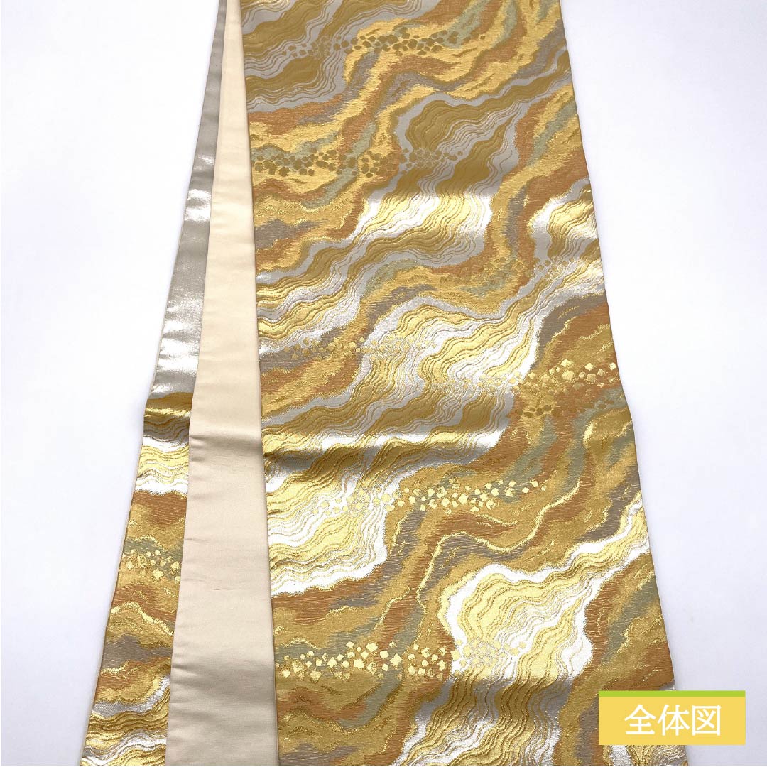 袋帯 正絹 Sランク 波紋様 留袖用 帯丈436cm 六通 フォーマル 銀系 1123015972322