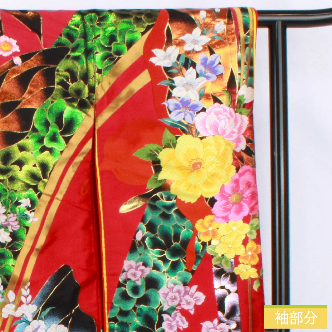 色打掛 正絹 Sランク 身丈188cm 裄丈67cm 真紅色(しんくいろ) 森英恵 HANAE MORI 唐織 蝶 袷 赤系 1110001102912