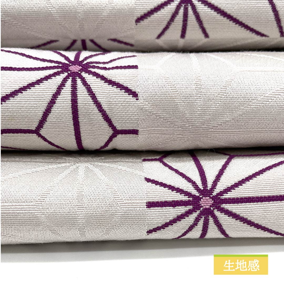 (未仕立て)半幅帯 ポリエステル 白色(しろいろ) 麻の葉模様 市松模様 古典柄 リバーシブル 幾何学模様 帯丈346cm 白系 Aランク 1125000963311