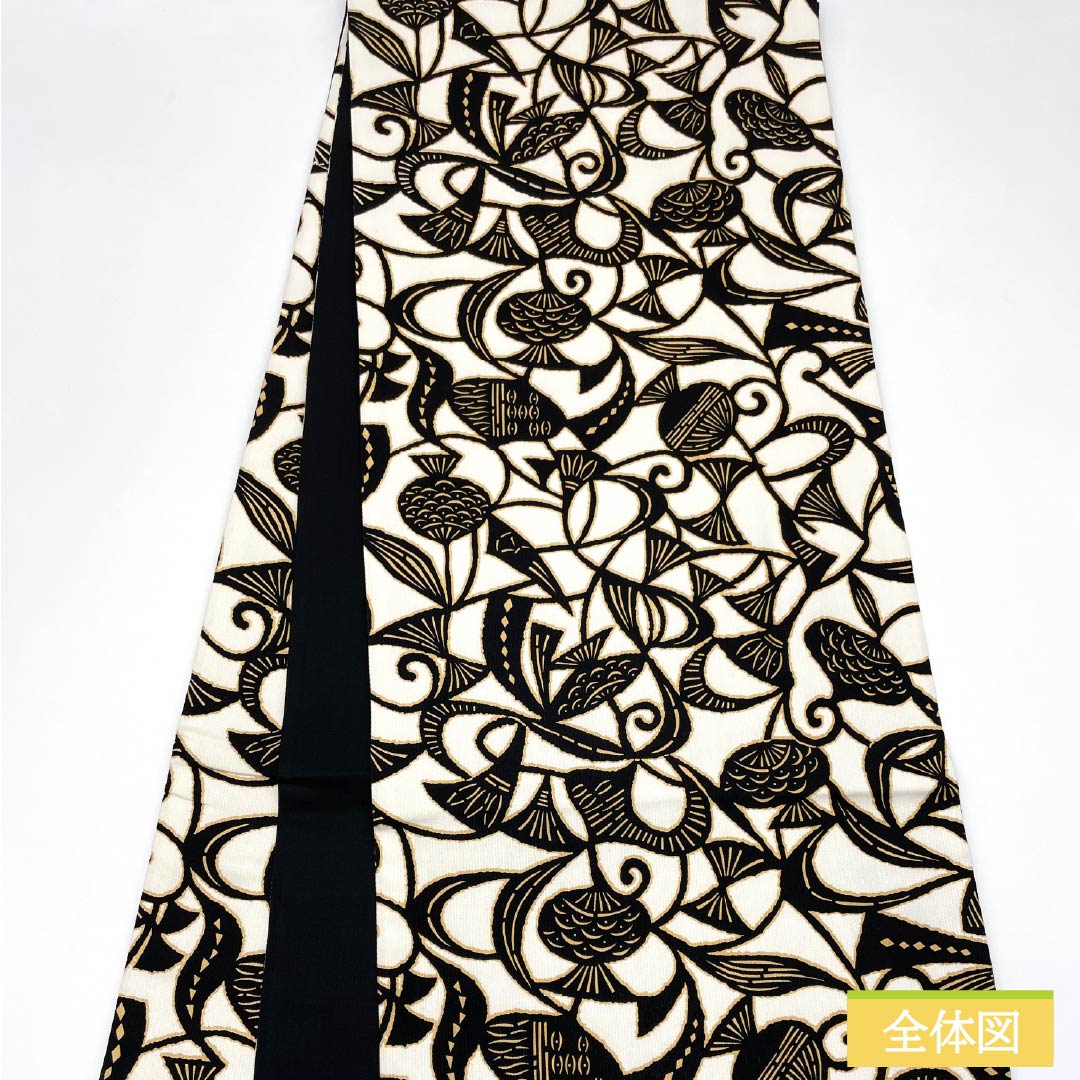 袋帯 正絹 胡粉色(ごふんいろ) 抽象模様 帯丈450cm Sランク 全通 カジュアル 白系 1123012482411