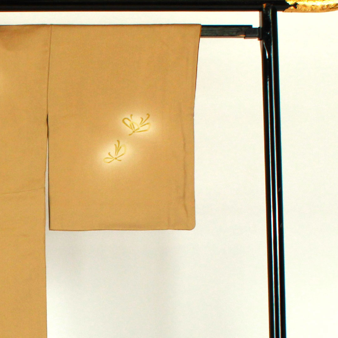 訪問着 袷 身丈157cm 裄丈66cm 刺繡 梅 正絹 Sランク 黄系 1112000822323