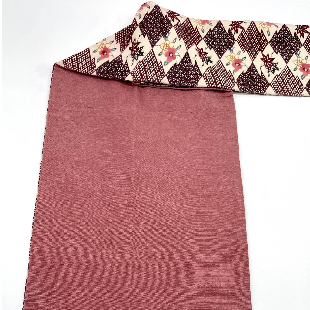 Nagoya Obi, Futari Shizukairo, Autumn Leaves, Floral Pattern, Matsukawabishi, Obi Length 320cm, Pure Silk, B Rank, Six-pass, Casual, Purple, 1124004734320, Nagoya Made