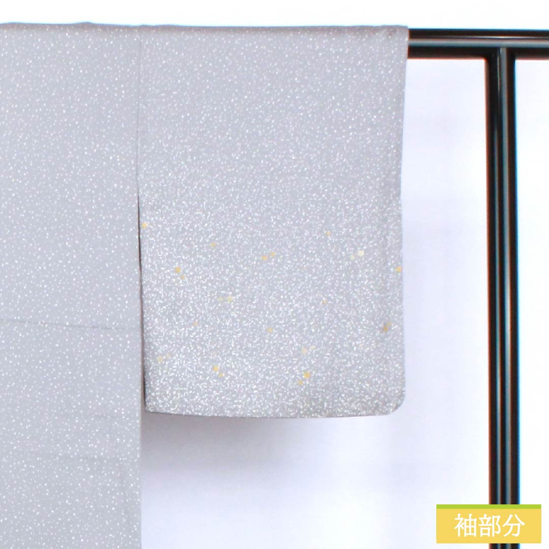 訪問着 正絹 Sランク 袷 身丈157.5cm 裄丈65.5cm つるば鼠色(つるばねずみいろ) タタキ染 箔飛ばし グレー系 1112006502322