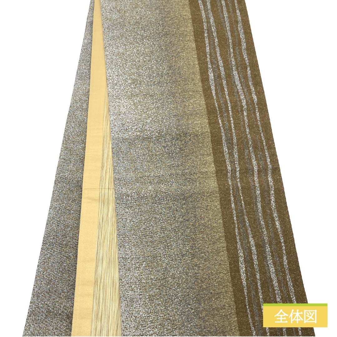 袋帯 正絹 Sランク タタキ染め 染め帯 リバーシブル 縞模様 帯丈440cm 全通 カジュアル グラデーション系 1123016002399