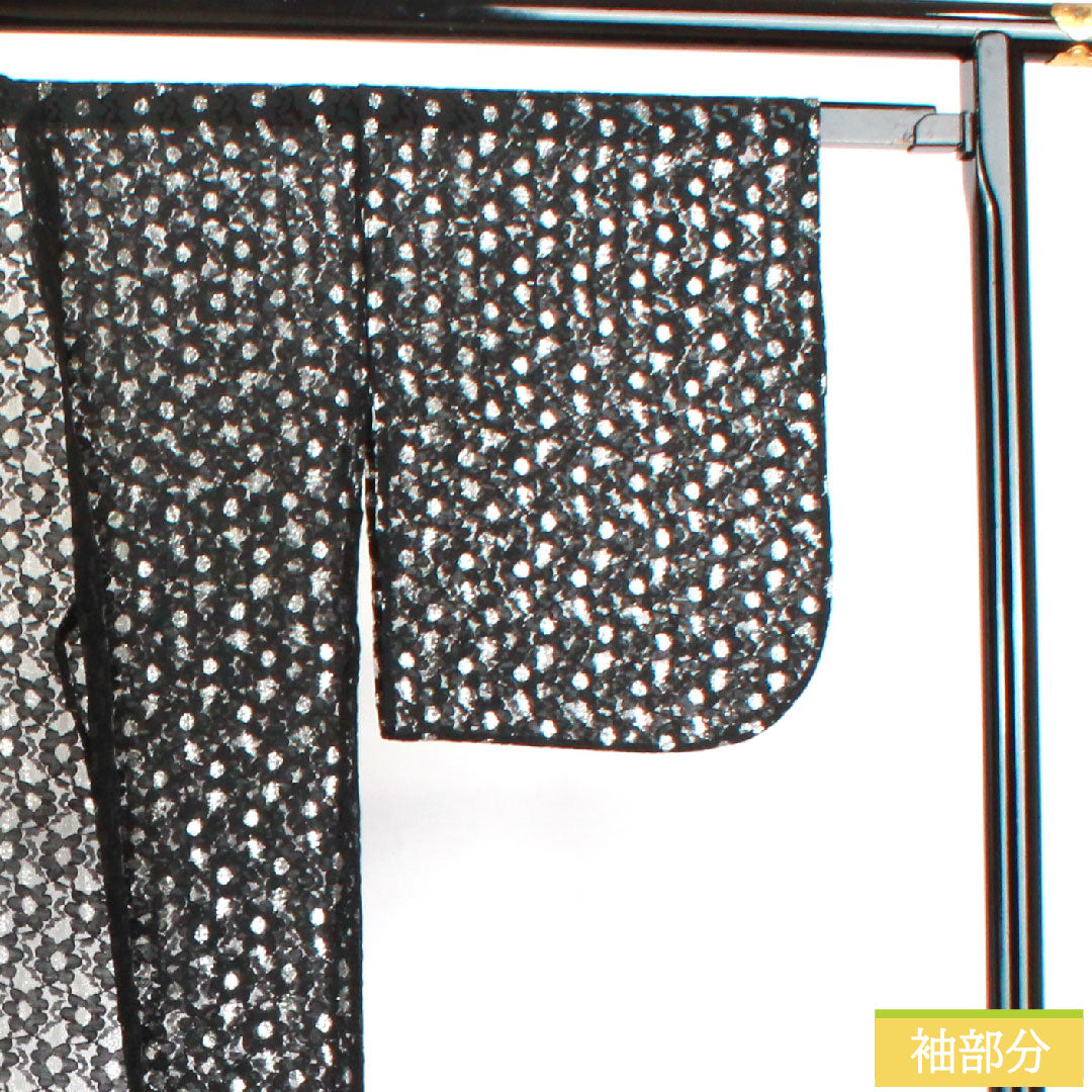Haori (cotton kimono) Length 72cm Sleeve length 62cm Lace Silver thread Abstract pattern S rank Single layer Black 1117000762910