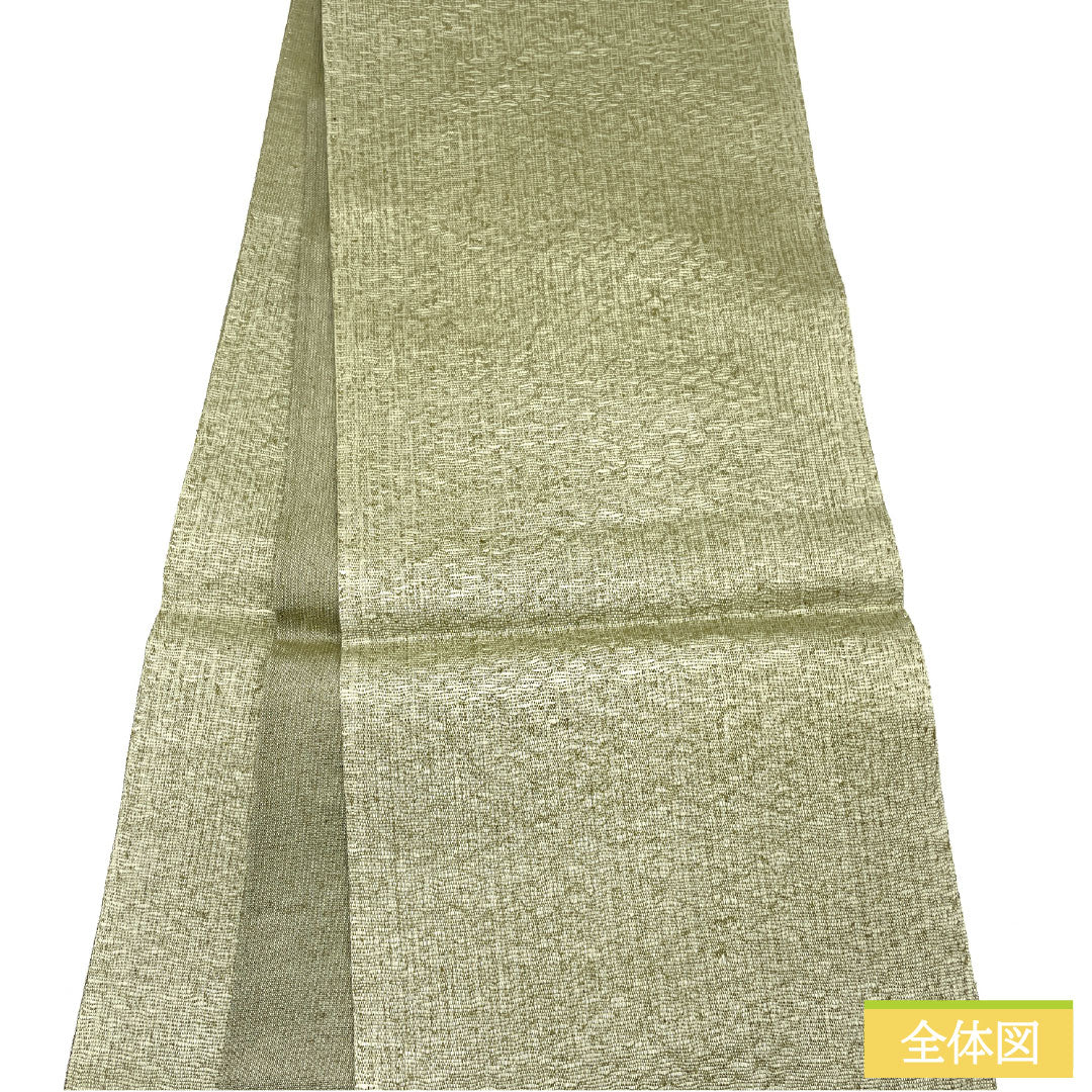 袋帯 正絹 Sランク 櫛織 西陣織 抽象模様 帯丈472cm ポイント柄 カジュアル 緑系 1123016772419