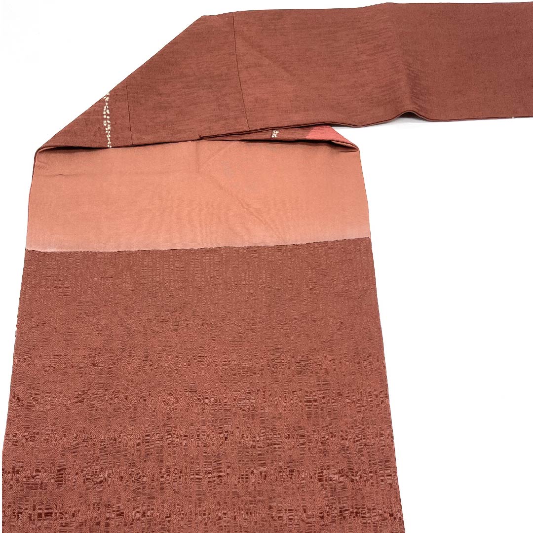 名古屋帯 栗梅色 長春色 絞り 帯丈376cm 正絹 Sランク ポイント柄 カジュアル 茶系 1124003802314 名古屋仕立て