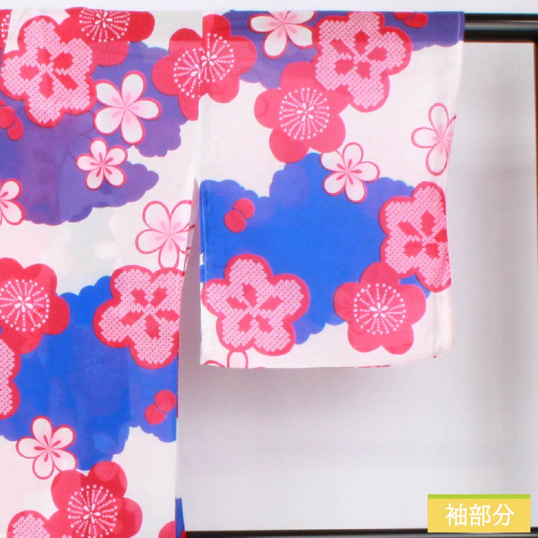 (新品未使用品) 浴衣 ポリエステル 身丈166cm 裄丈64cm NEWランク 単衣 白系 白色(しろいろ) 梅 雲どり 1118005681511