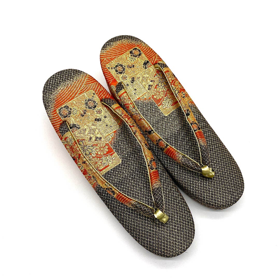 (New old stock) Formal sandal and bag set, silver-vermilion, unused, Saga Nishiki, three-layer core, size M, vermilion, A rank, 1133000013316