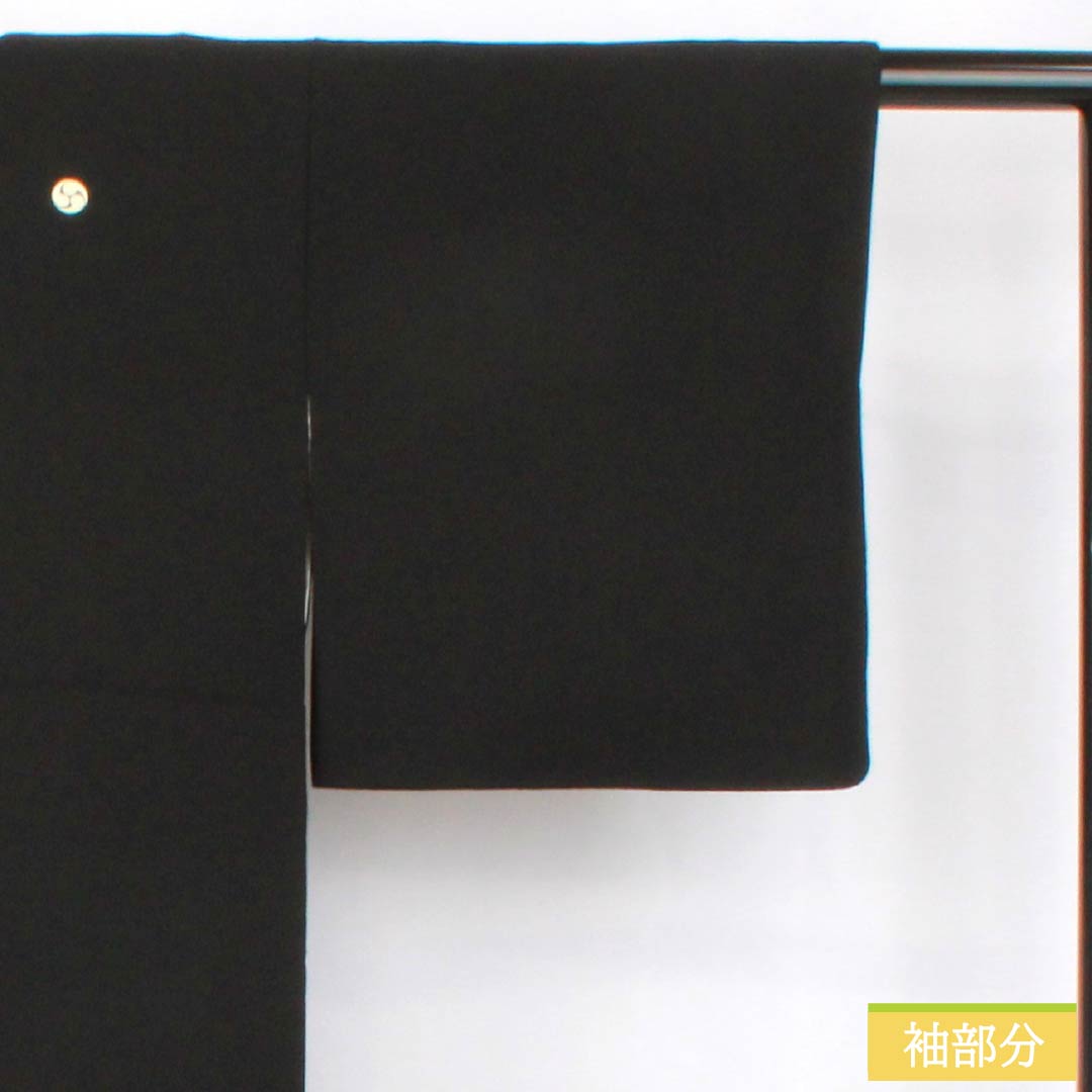 黒留袖 正絹 Bランク 身丈161cm 裄丈66cm 袷 京友禅 五つ紋 右に三つ巴 吉祥文様 雪輪 扇面 梅 五つ紋 黒系 1111001984410