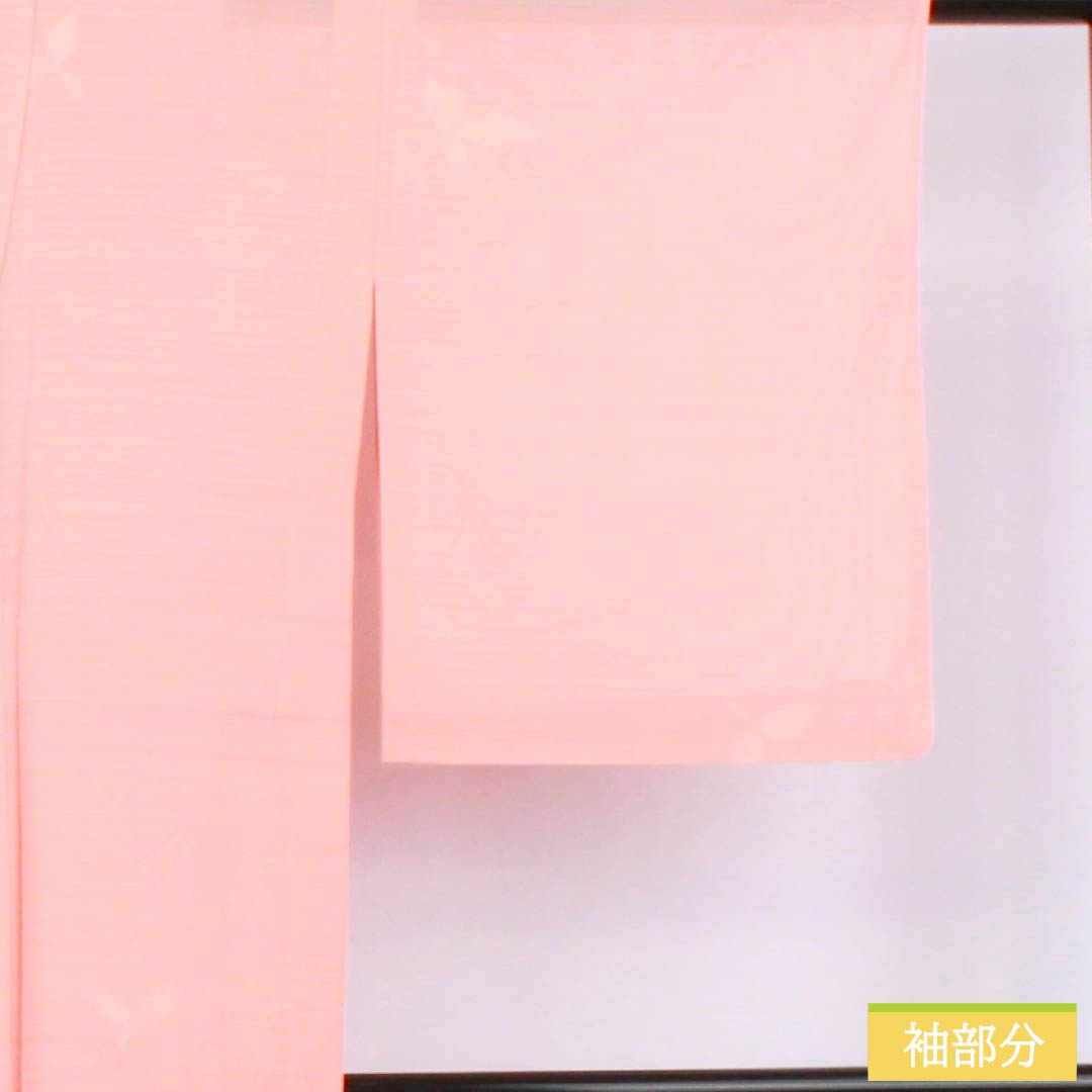夏物 正絹 小紋 身丈154cm 裄丈63cm 淡紅赤色(うすべにあかいろ) 紋絽 草木模様 絽 Sランク ピンク系 1132002852213