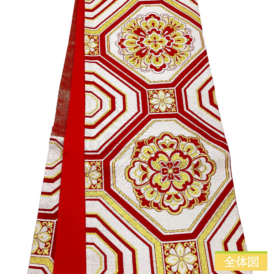 袋帯 正絹 白色(しろいろ) 亀甲 華文 帯丈436cm Sランク 六通 フォーマル 白系 1123011602311