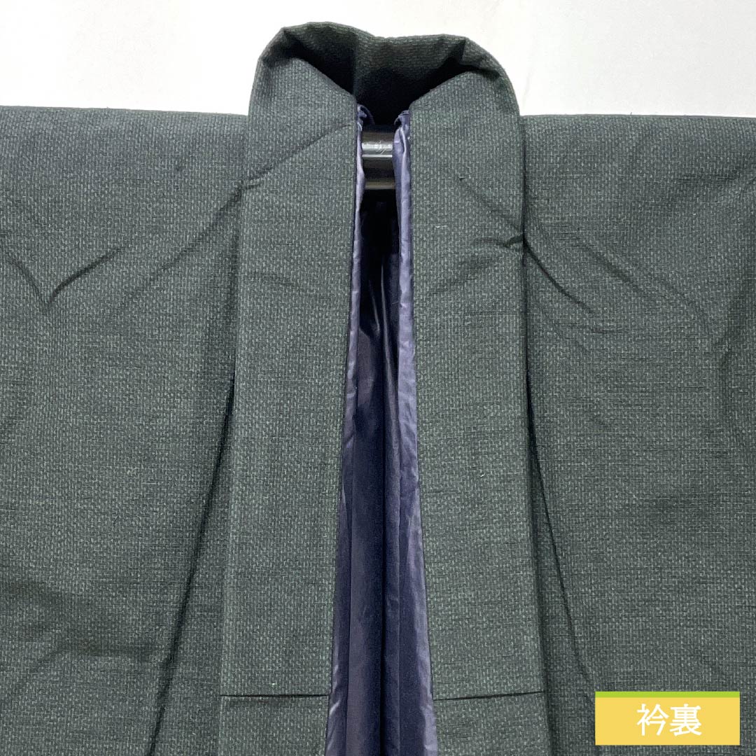 男物 正絹 Sランク 身丈139cm 裄丈68.5cm 錆鉄色(さびてついろ) 袷 緑系 1119002322319