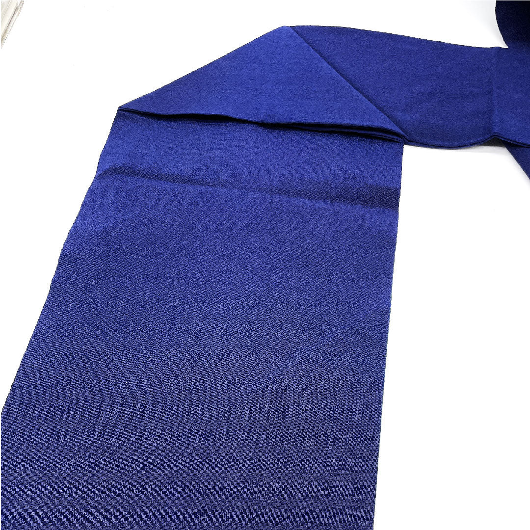 名古屋帯 松皮菱 花模様 染帯 縮緬帯丈380.5cm 正絹 Aランク ポイント柄 カジュアル 紺系 1124001583318 名古屋仕立て