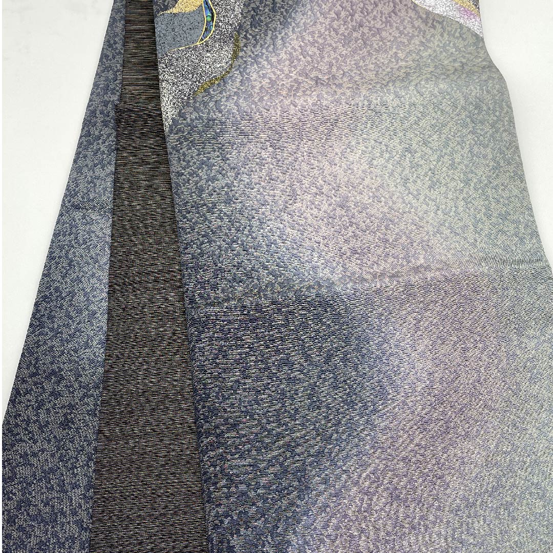 袋帯 螺鈿 幾何学模様 帯丈436cm 正絹 Sランク ポイント柄 カジュアル グラデーション系 1123007112399