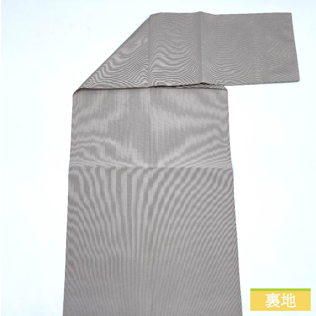 名古屋帯 灰白色色(かいはくしょくいろ) 竹 幕花 帯丈370cm 正絹 Sランク ポイント柄 カジュアル グレー系 1124006422322 松葉仕立て