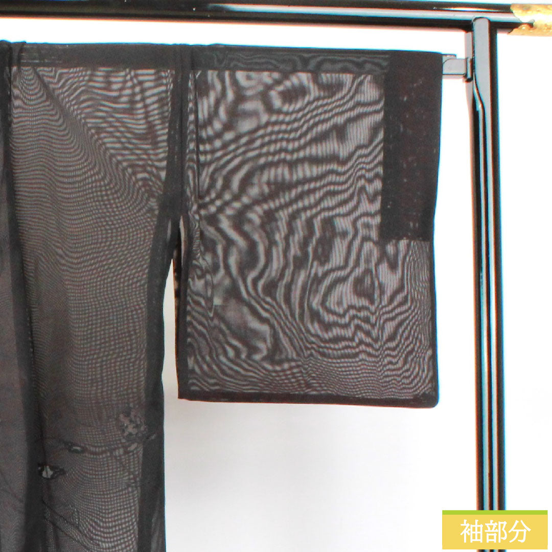羽織 正絹 身丈81.5cm 裄丈68cm 夏物 抽象模様 紗 Sランク 夏物 黒系 1117000852910
