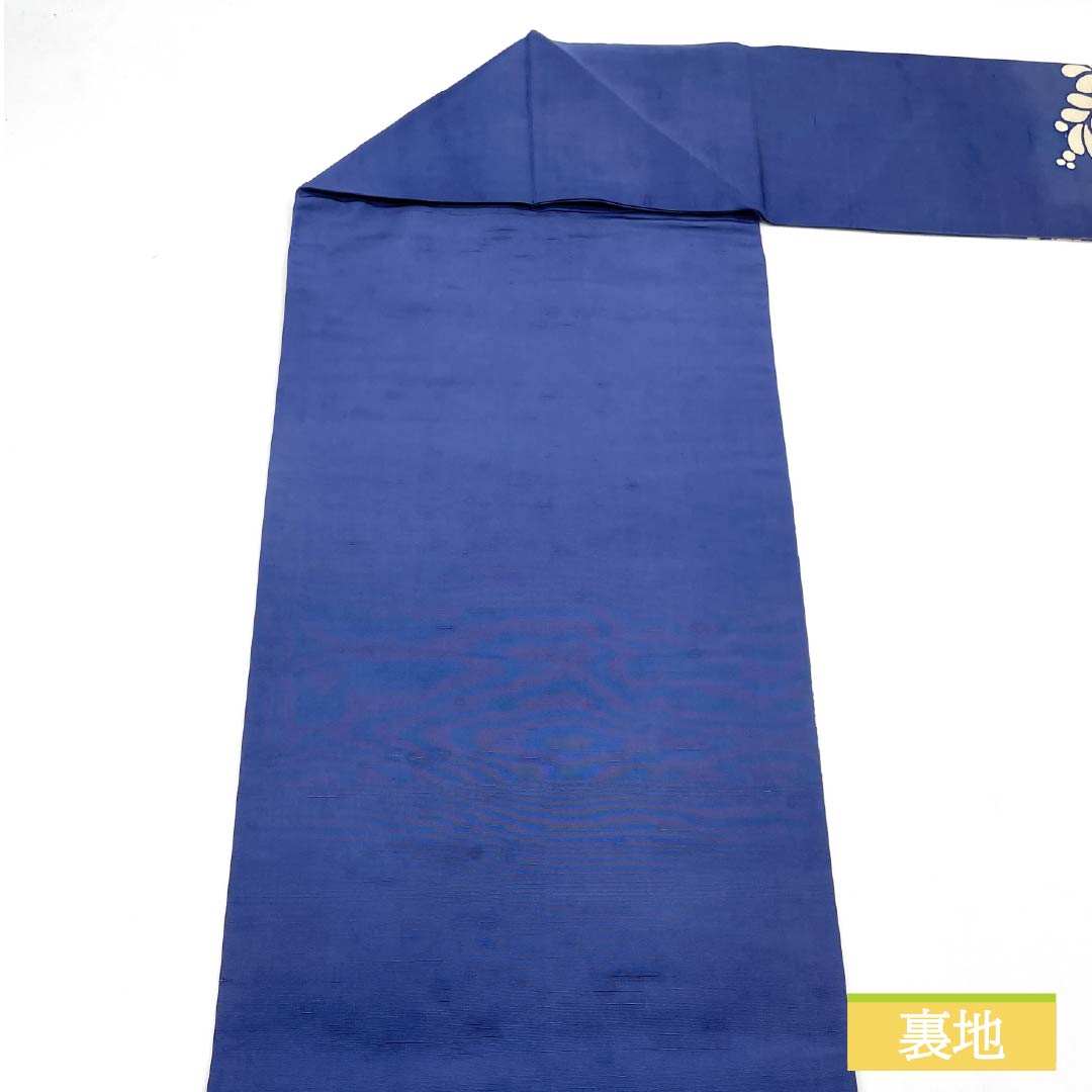 名古屋帯 韓藍色(からあいいろ) 紬地 辻ヶ花 染め帯 帯丈358cm 正絹 Bランク ポイント柄 カジュアル 青系 1124008264317 名古屋仕立て