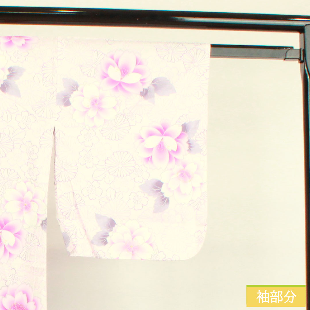 浴衣 木綿 身丈163cm 裄丈64.5cm Sランク 単衣 ピンク系 桜色(さくらいろ) 桜 菊 1118004542413