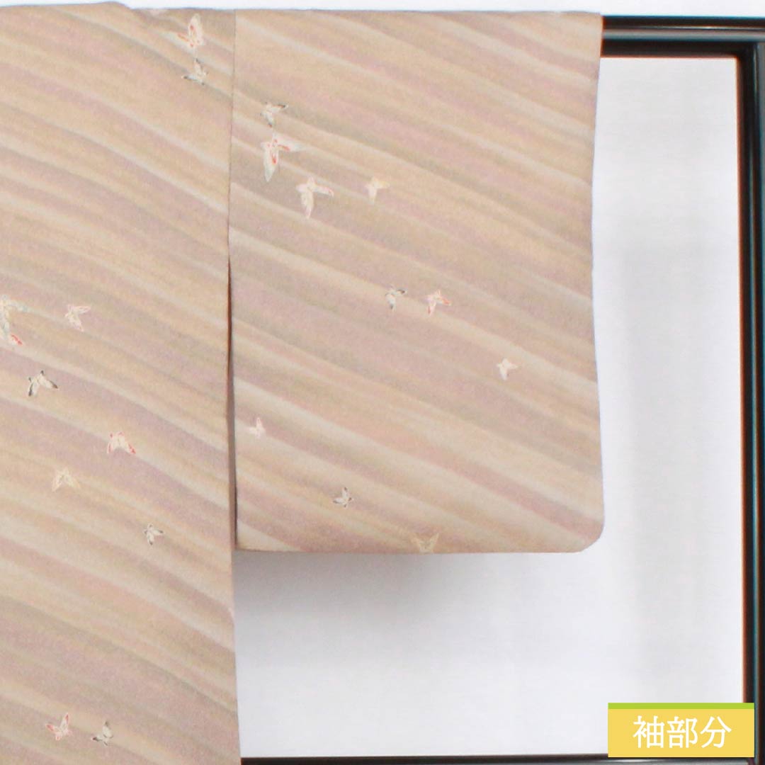 小紋 ポリエステル 身丈157cm 裄丈64.5cm 袷 ボカシ染 洗える着物 蝶 Aランク グラデーション系 1115005033399