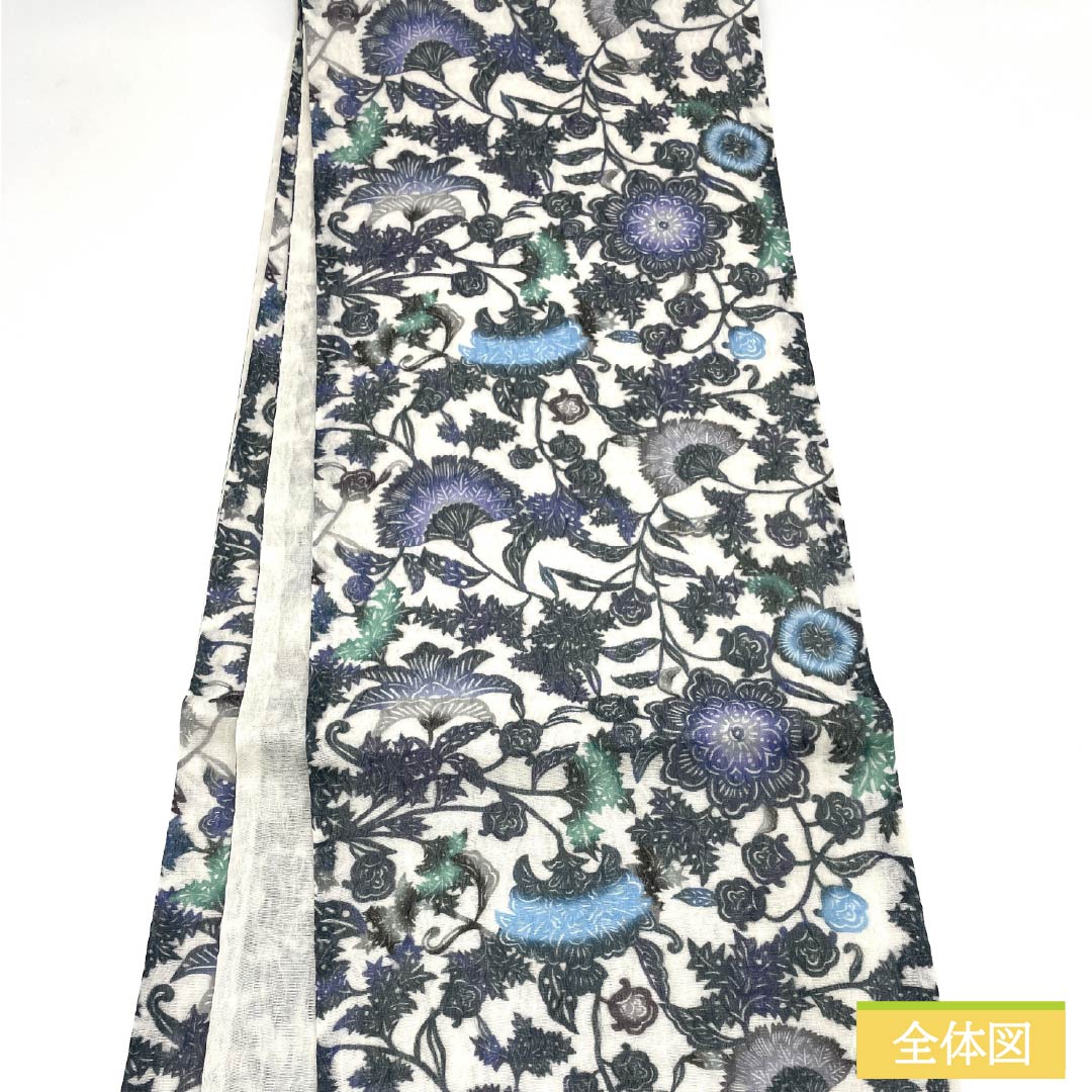 (Unmade) Fukuro Obi, Pure Silk, Gofun-iro (whitewash) Dyed Obi, 3 Seasons, Single Layer, Bingata Style, Obi Length 468cm, New Rank, Full Length, Casual, White, 1123013251411