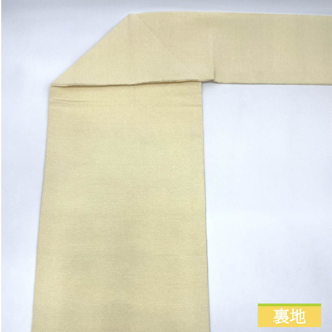 名古屋帯 正絹 乳白色色(にゅうはくしょくいろ) ちりめん地 染め帯 松 帯丈356cm Aランク ポイント柄 セミフォーマル クリーム系 1124007293315 名古屋仕立て