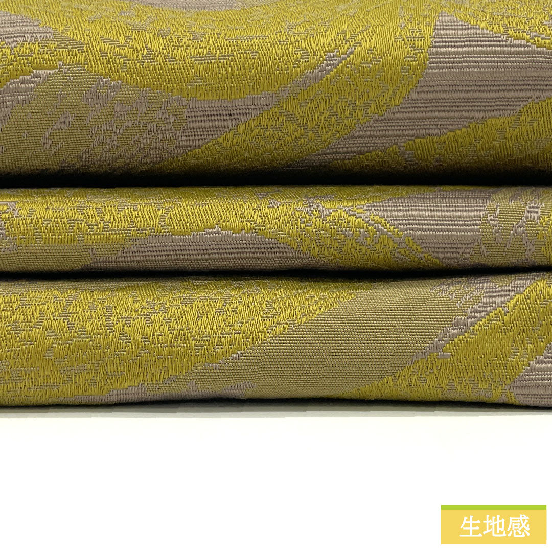 (New) Half-width obi, polyester, NEW rank, rapeseed oil color, reddish-brown, reversible, abstract pattern, obi length 400cm, brown tones, 1125002381414