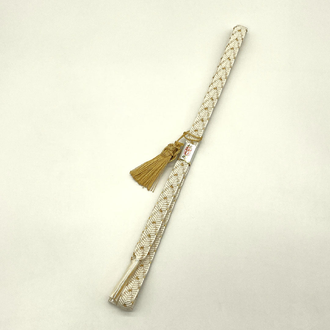 (新古品) 帯締め・帯揚げセット 正絹 NEWランク 乳白色(にゅうはくしょく) 留袖用 絞り 古典柄 長さ約160cm 幅約1.7cm フォーマル 白系 1141000371311