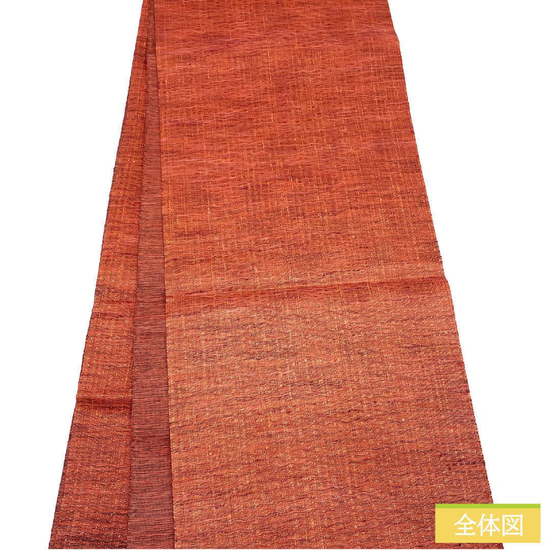 袋帯 正絹 Sランク 櫛織 西陣織 抽象模様 帯丈446cm ポイント柄 カジュアル 赤系 1123016812312