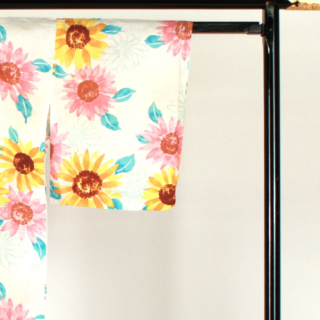 浴衣 向日葵 木綿 Sランク 単衣 身丈163cm 裄丈67cm 白系 1118000852411