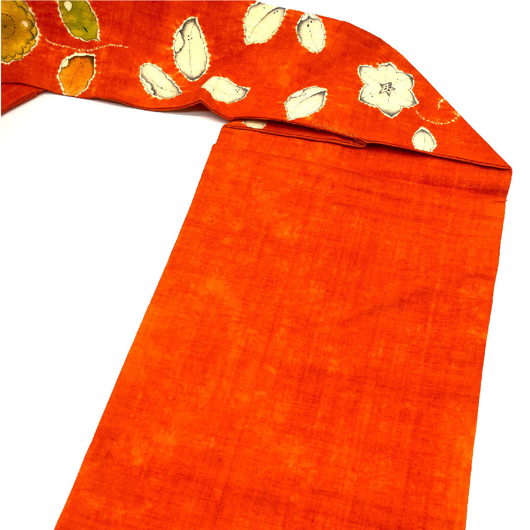 名古屋帯 辻ヶ花 染帯 帯丈352cm 正絹 Sランク 六通 カジュアル 朱系 1124001442316 名古屋仕立て